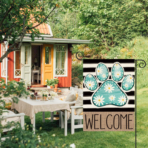 AVOIN colorlife daisy floral stripes flag showcases welcoming design for yards and gardens.