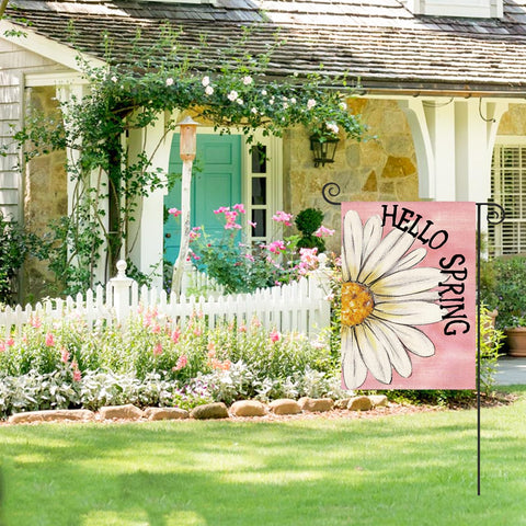 AVOIN colorlife Daisy petal close-up flag highlights springtime charm outdoors.