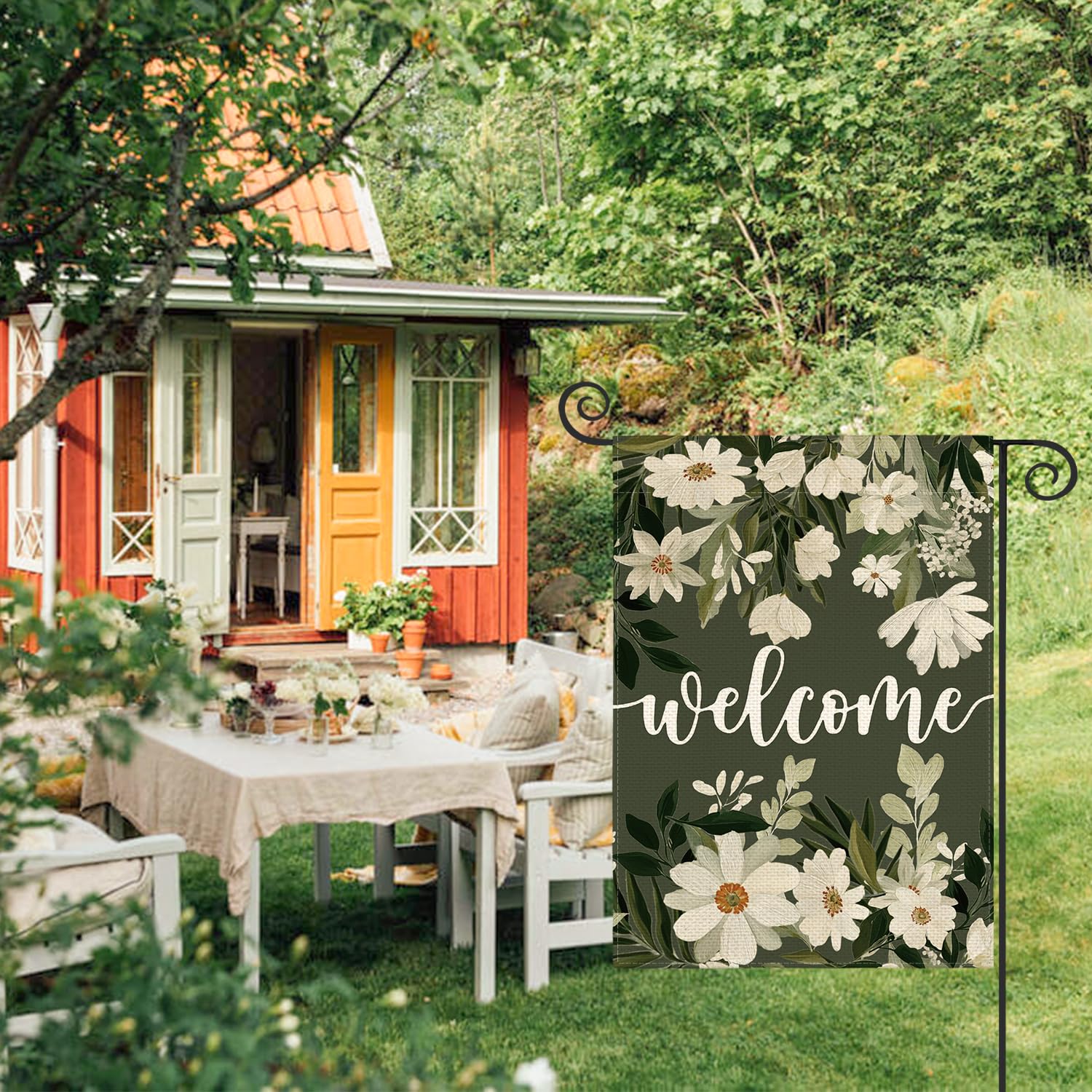 AVOIN colorlife daisy spring flowers flag double-sided display for outdoor visibility.