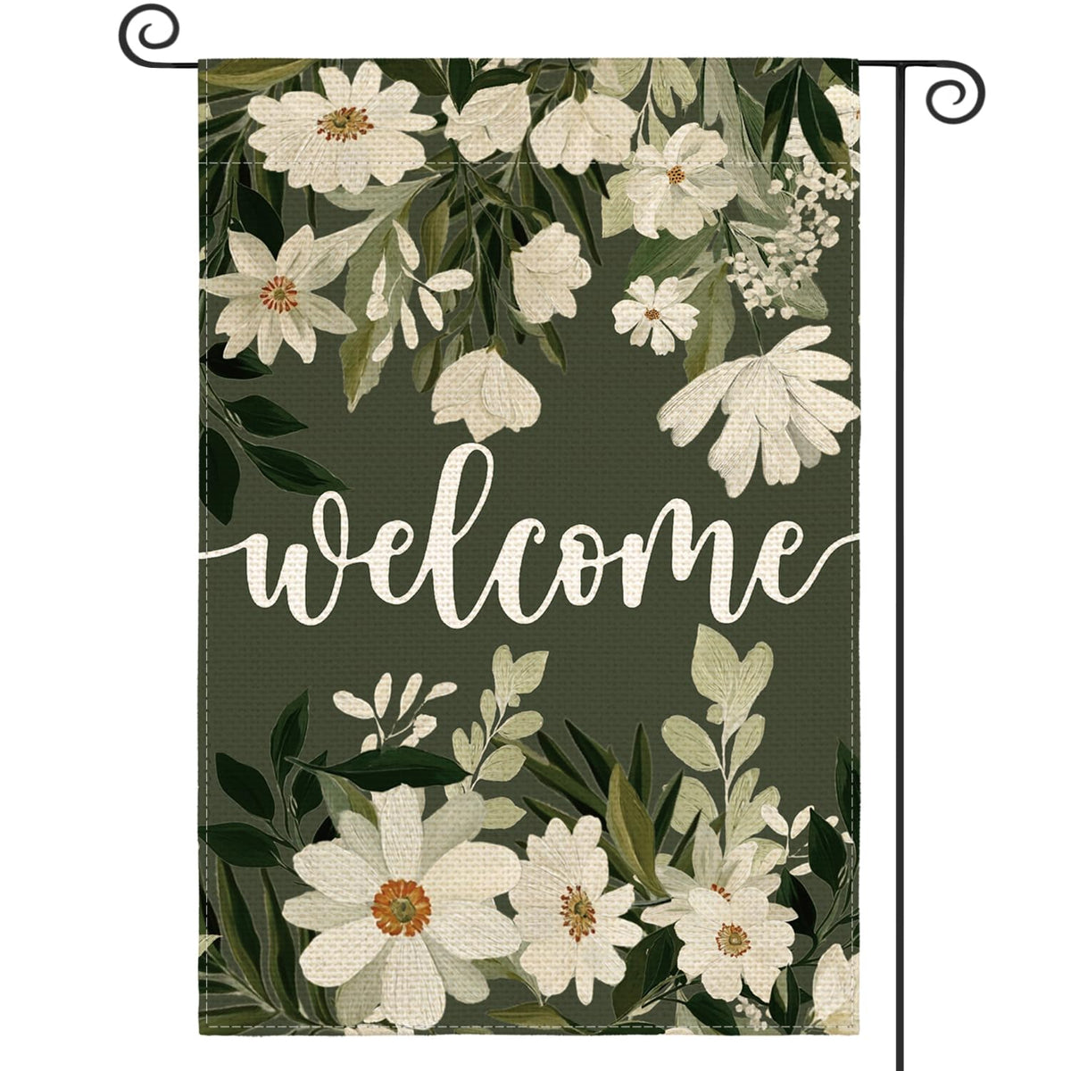 AVOIN colorlife daisy spring flowers flag on porch, enhancing outdoor curb appeal.