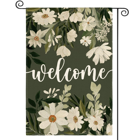 AVOIN colorlife daisy spring flowers flag on porch, enhancing outdoor curb appeal.