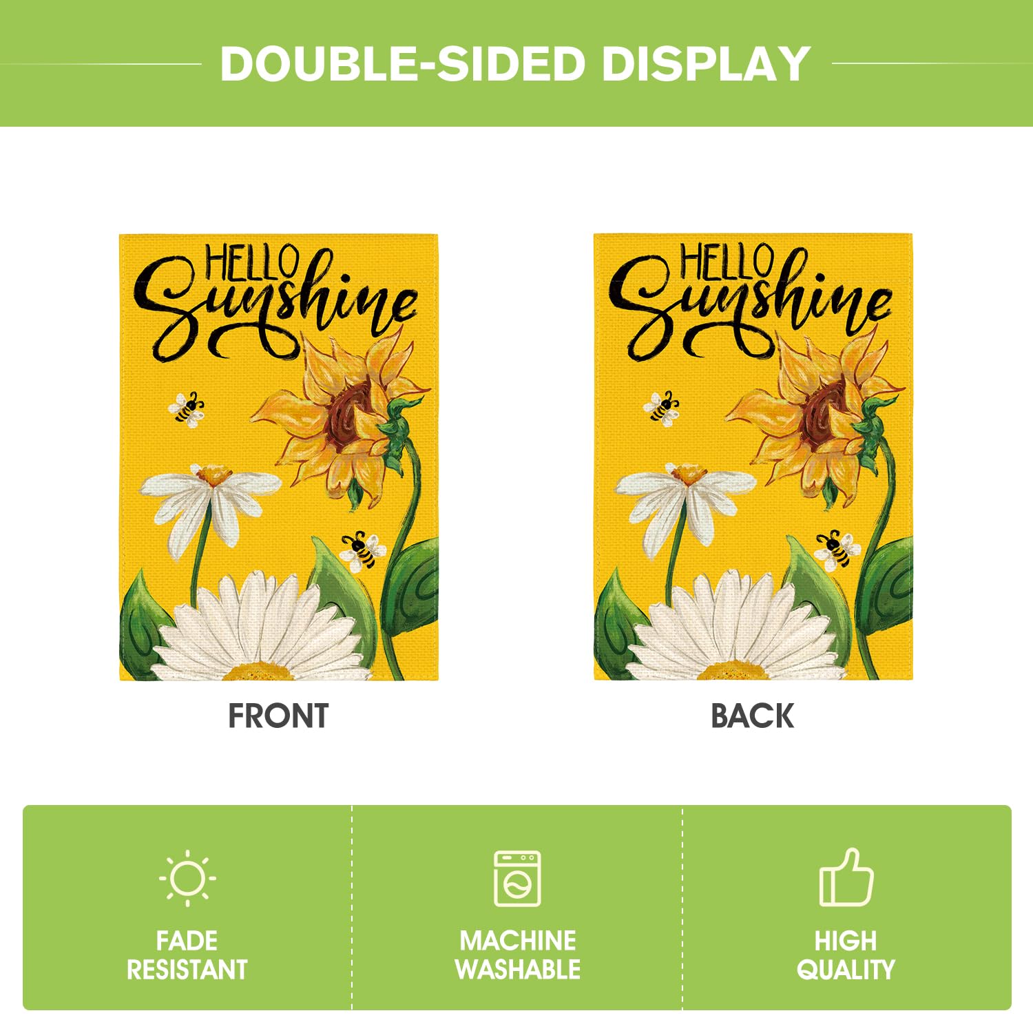 AVOIN colorlife Daisy Sunflower flag durable polyester for year-round outdoor use.