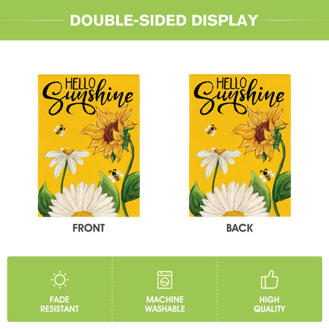AVOIN colorlife Daisy Sunflower flag durable polyester for year-round outdoor use.