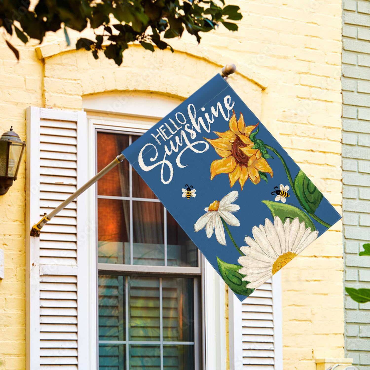 AVOIN colorlife Daisy Sunflower flag back view highlights double-sided visibility