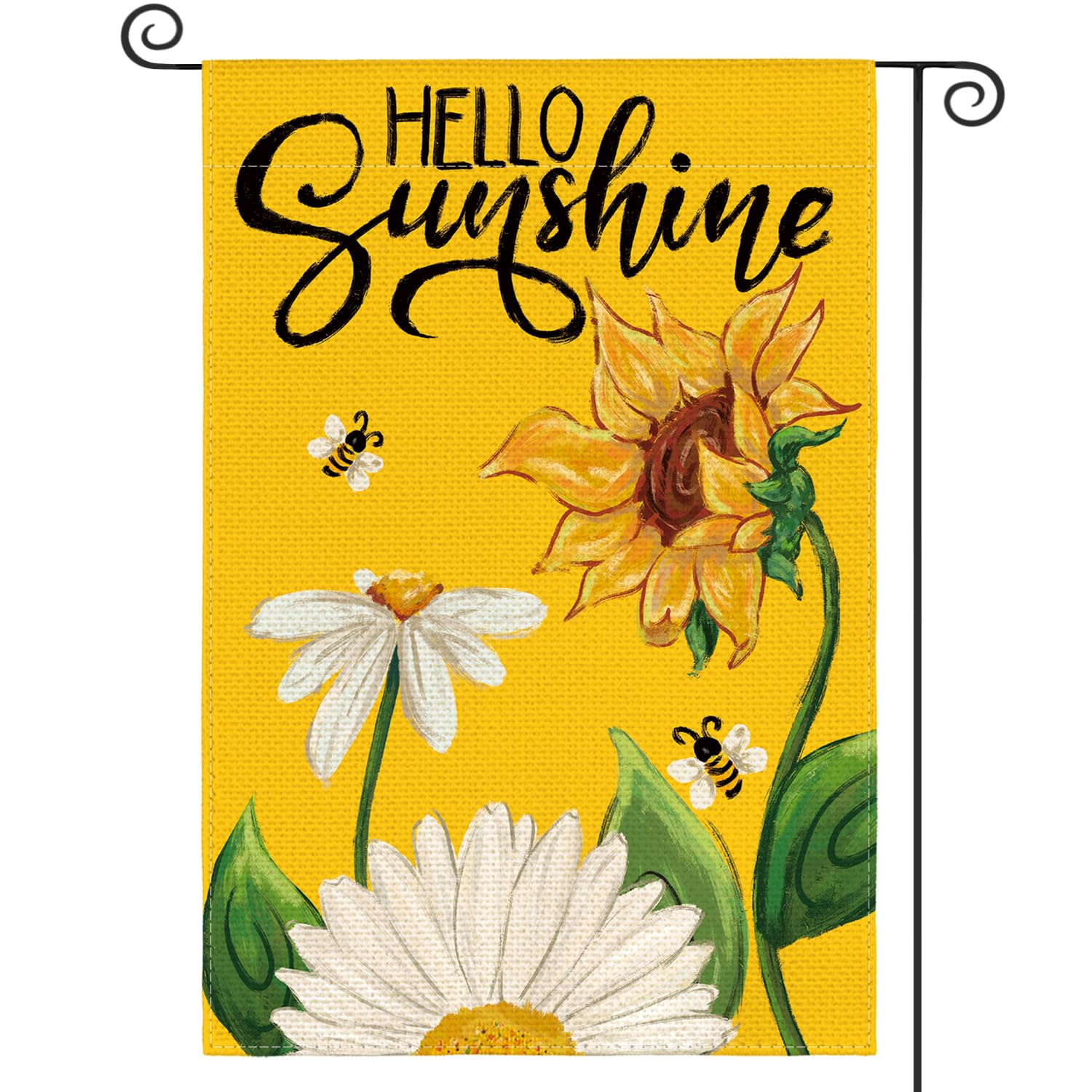 AVOIN colorlife Daisy Sunflower flag full front view for welcoming guests on the porch.