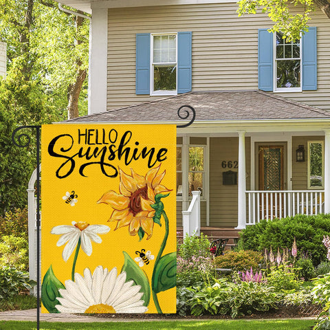 AVOIN colorlife Daisy Sunflower flag porch display boosts curb appeal.