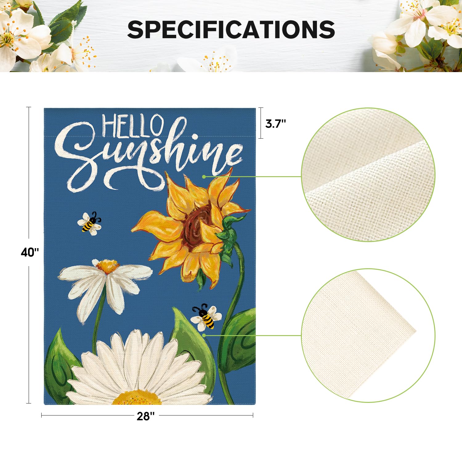 AVOIN colorlife Daisy Sunflower flag weather-resistant polyester for outdoor use