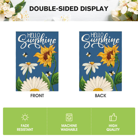 AVOIN colorlife Daisy Sunflower flag on a porch displays welcoming curb appeal