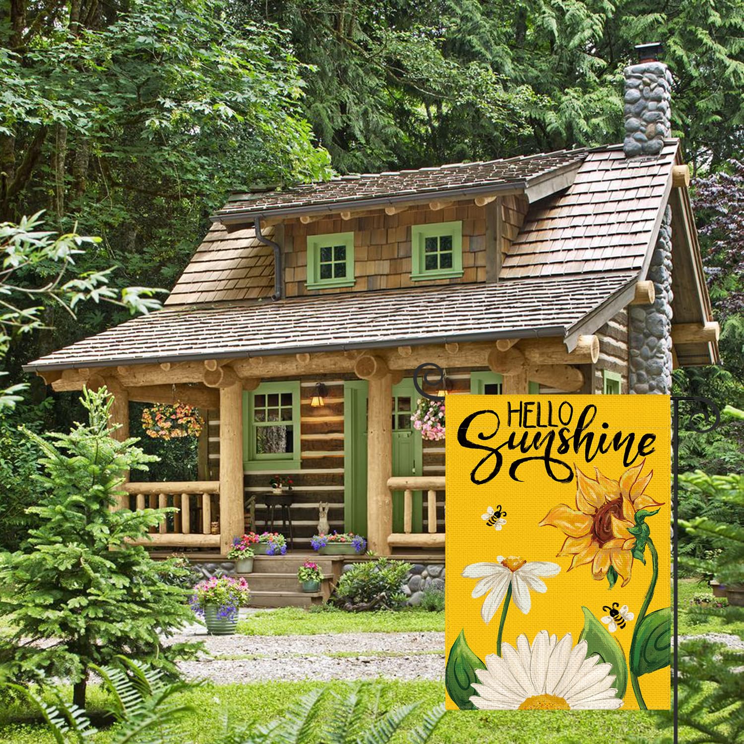 AVOIN colorlife Daisy Sunflower flag vibrant yellow motif for seasonal celebrations.