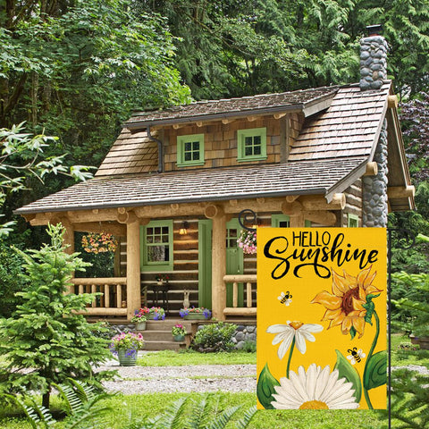 AVOIN colorlife Daisy Sunflower flag vibrant yellow motif for seasonal celebrations.