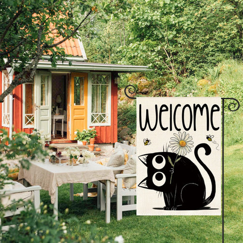 AVOIN colorlife Daisy Welcome flag for outdoor seasonal decoration.