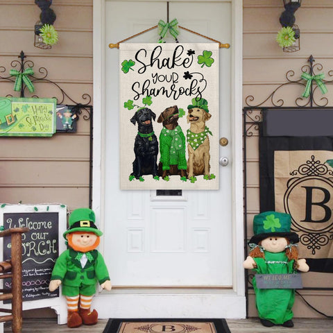 AVOIN colorlife shamrock dogs flag - yard view for cheerful curb appeal.
