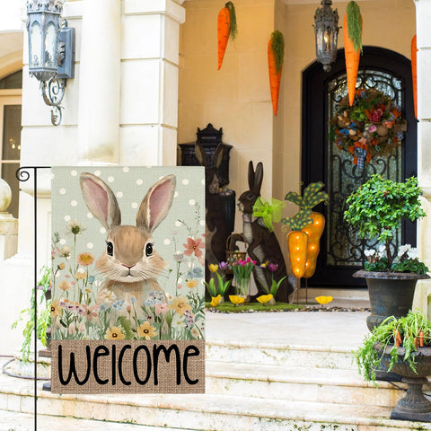 AVOIN colorlife double-sided Easter Bunny flag for year-round yard display.