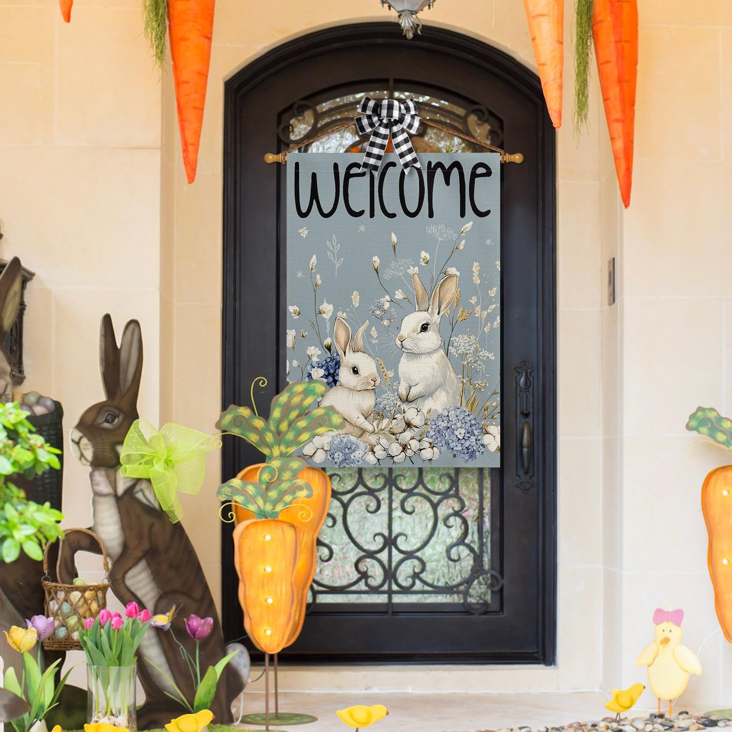 AVOIN colorlife double sided Easter flag blue, clearly visible from both sides.