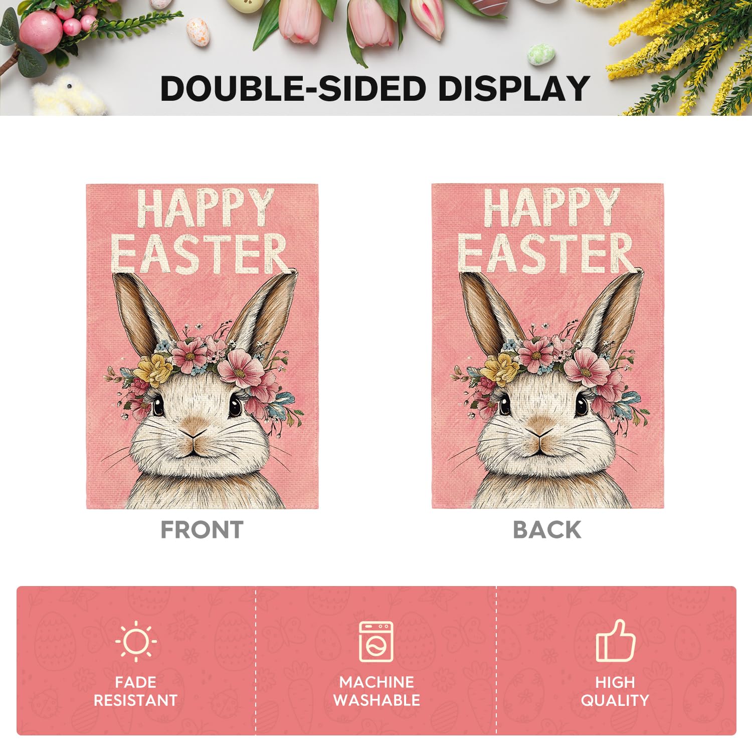 AVOIN colorlife double-sided Easter flag offers versatile outdoor use.