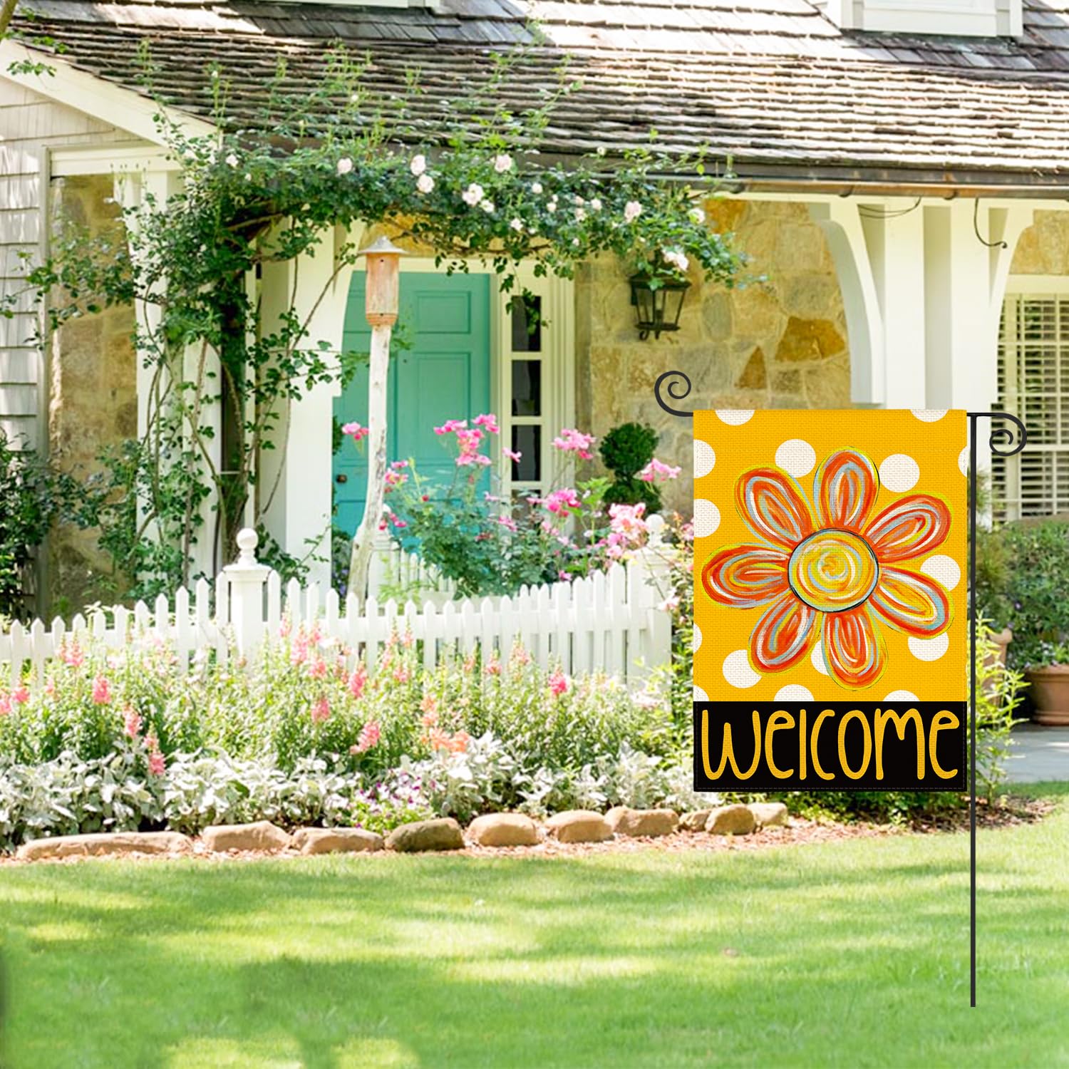 AVOIN colorlife double-sided flag print closeup shows vibrant colors from both sides