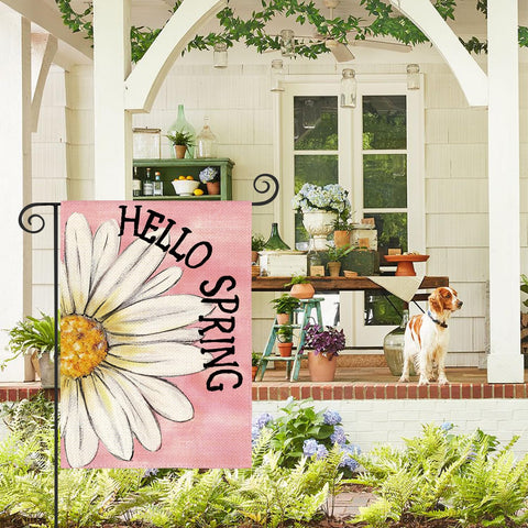 AVOIN colorlife Double-sided floral flag ensures visibility from both sides in any yard.