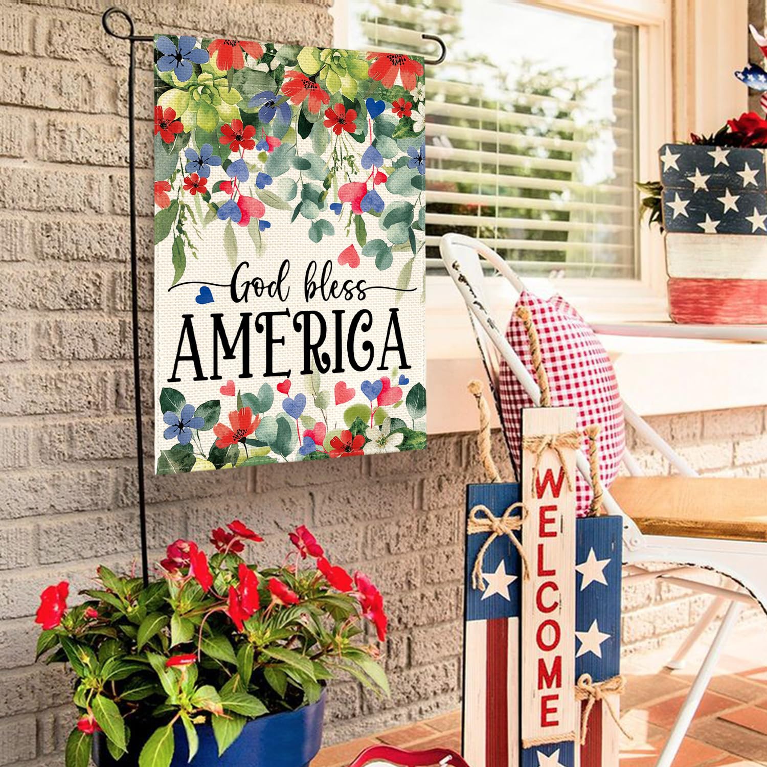 AVOIN colorlife double sided garden flag closeup readable from both sides