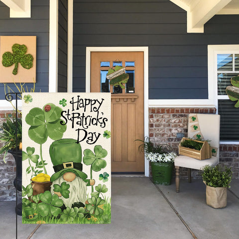AVOIN colorlife double-sided Leprechaun gnome flag visible from both sides