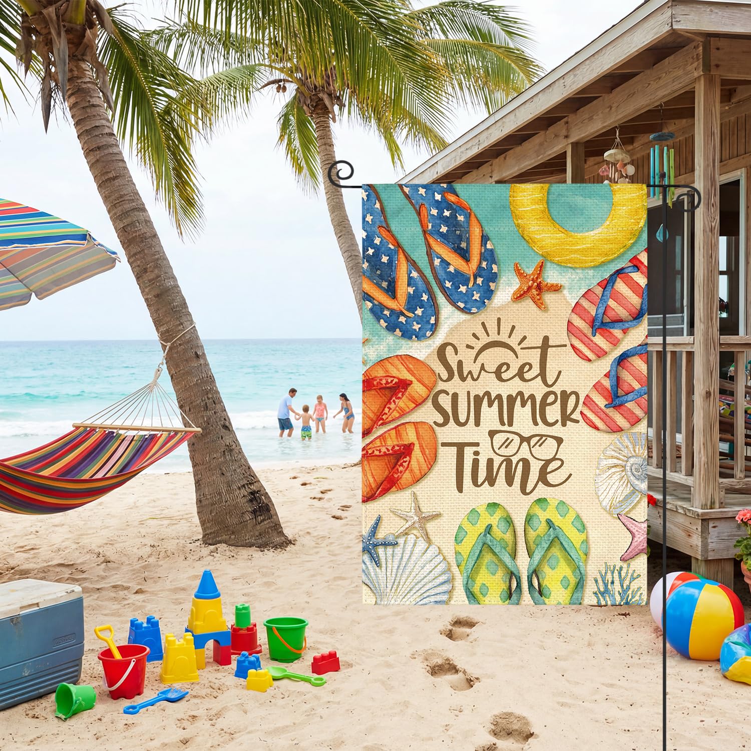 AVOIN colorlife double-sided welcome flag shows inviting text from every angle.