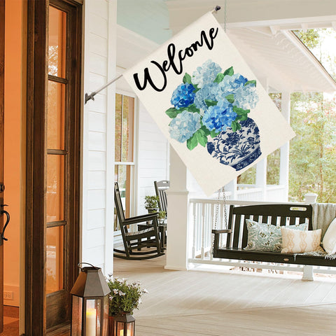 AVOIN colorlife double-sided welcome flag shown from both sides