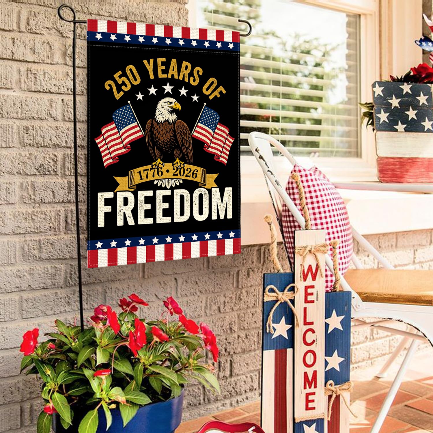 AVOIN colorlife Eagle Patriotic flag sleeve hanger for easy display