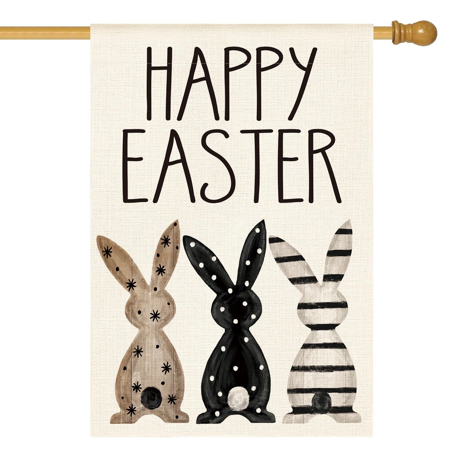 AVOIN colorlife Easter bunnies house flag front-door decor for spring welcome.