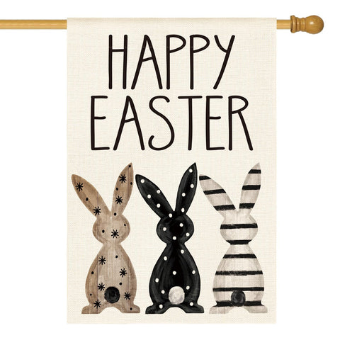 AVOIN colorlife Easter bunnies house flag front-door decor for spring welcome.