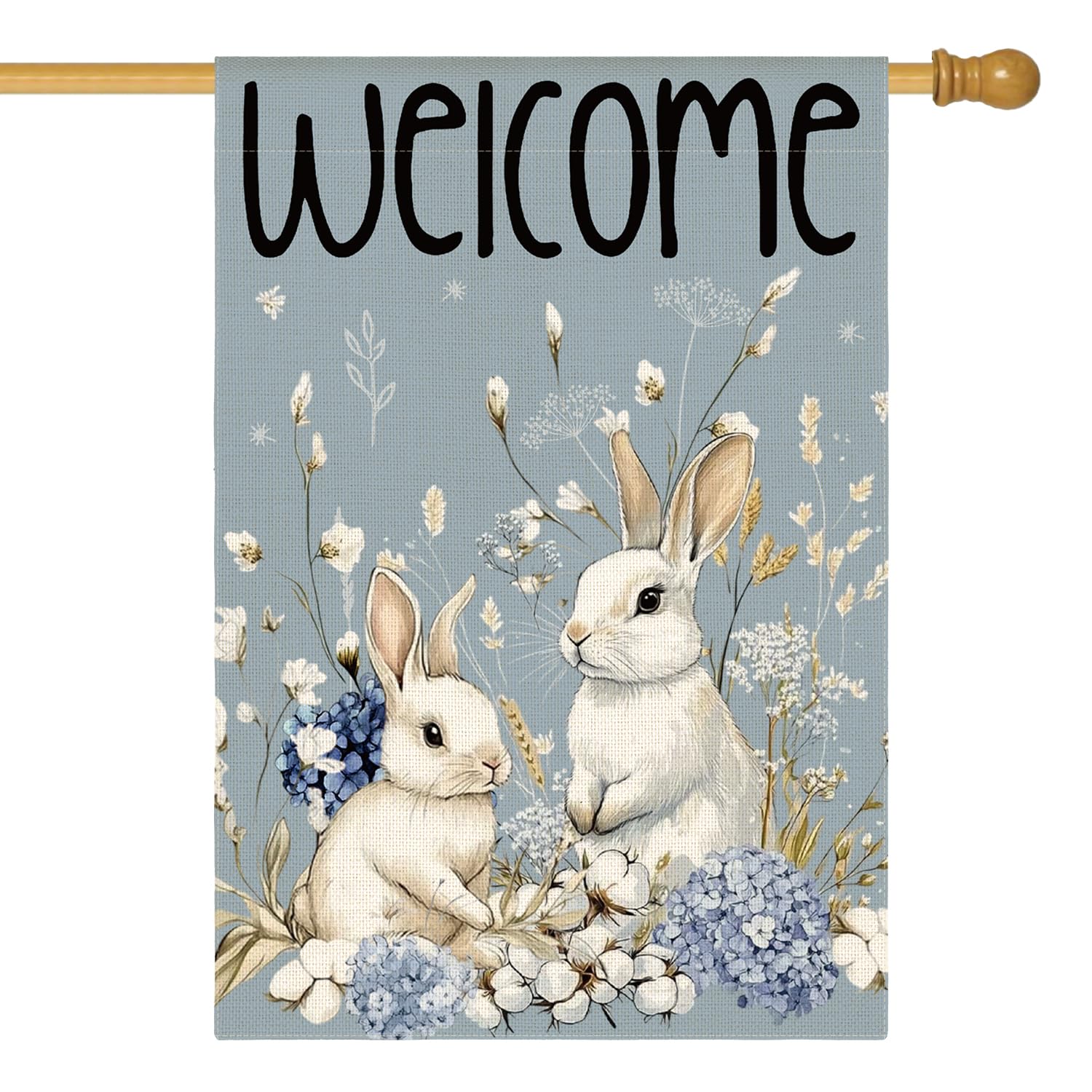 AVOIN colorlife Easter Bunny flag 28x40 blue, festive outdoor spring décor.