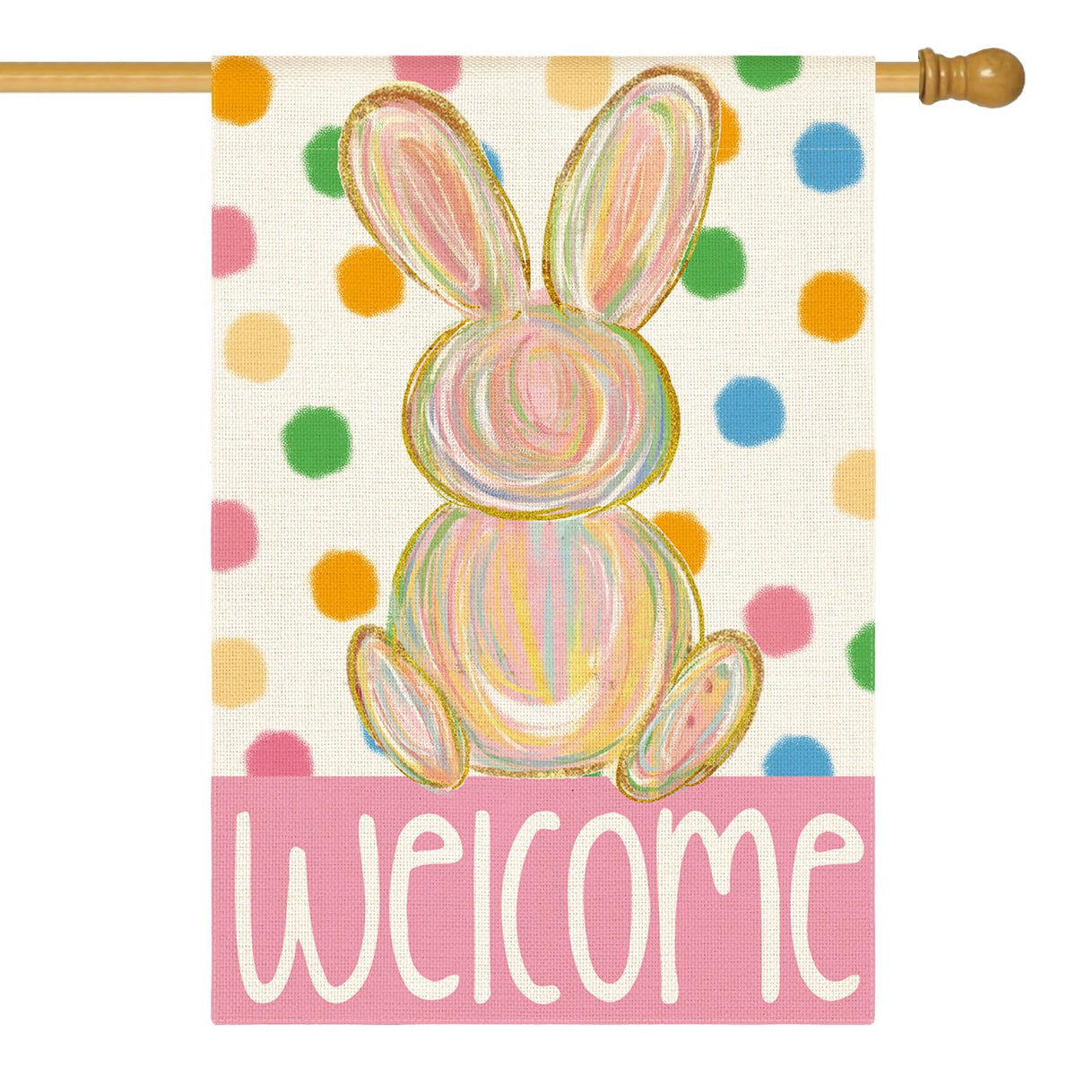 AVOIN colorlife Easter Bunny flag 28x40 with cheerful bunny and polka dots, ideal for spring curb appeal.