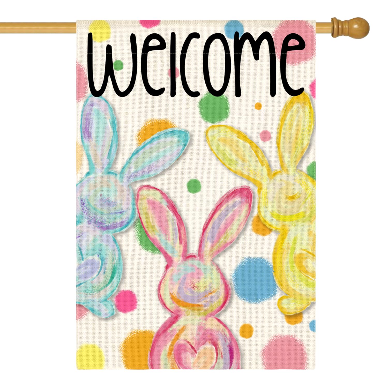 AVOIN colorlife Easter Bunny House flag double-sided for inviting spring entrance.