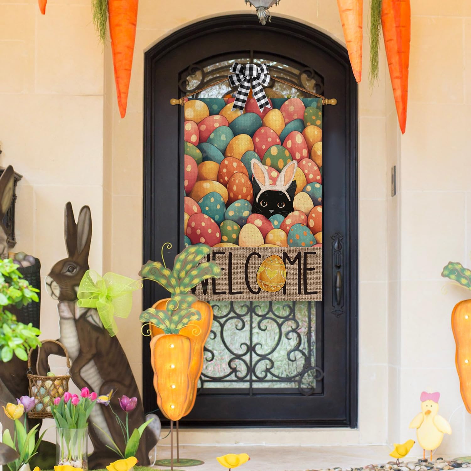 AVOIN colorlife Easter eggs and bunny design adds festive yard charm.
