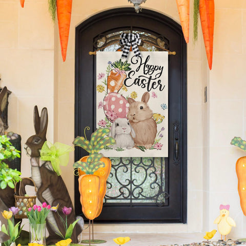 AVOIN colorlife Easter eggs and carrot flag accent for garden or porch