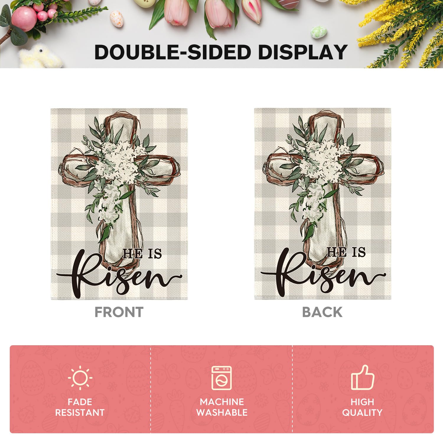 AVOIN colorlife Weather-resistant polyester Easter flag withstands spring weather
