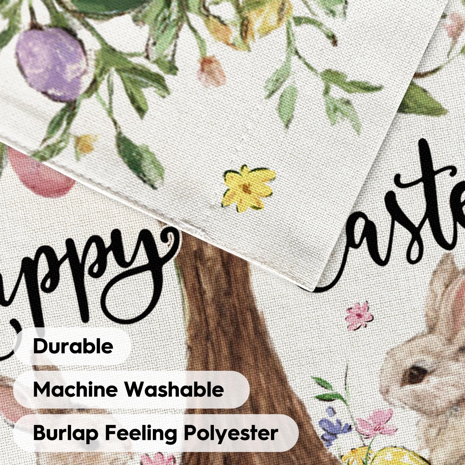 AVOIN colorlife machine washable Easter flag for quick cleaning and revival.
