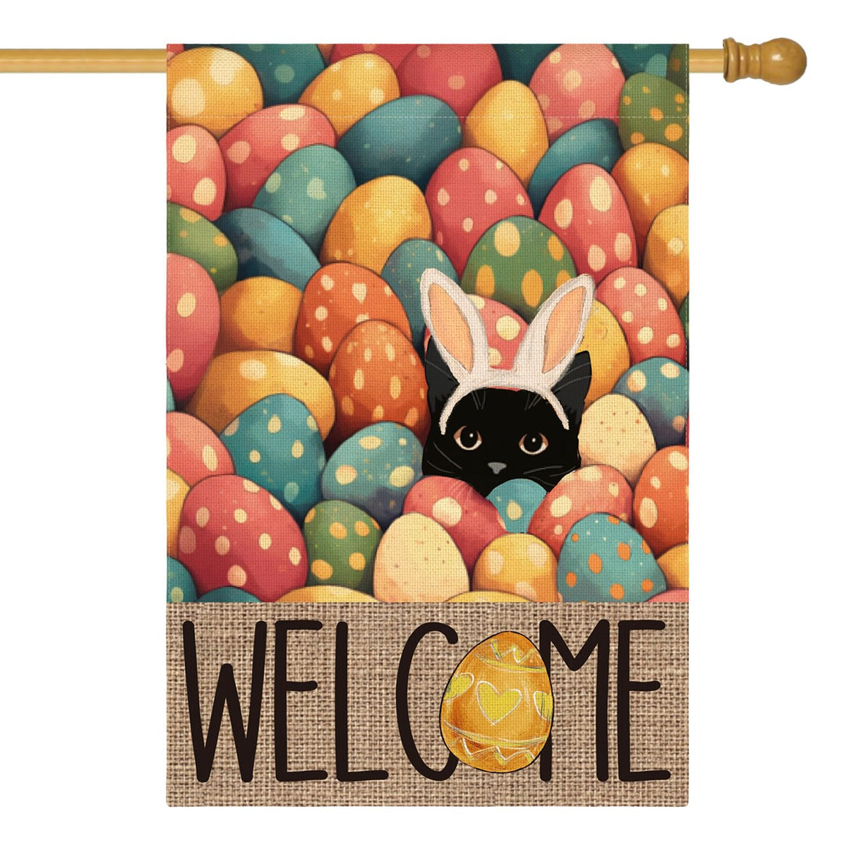 AVOIN colorlife Easter House Flag double-sided view for porch or garden decor.