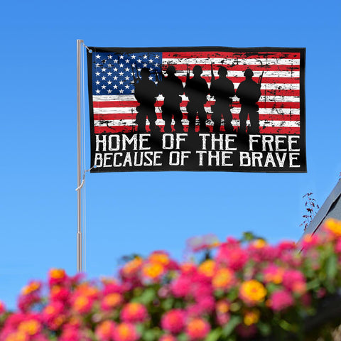 AVOIN colorlife flag hanging on a patio showcasing weather-resistant polyester material.