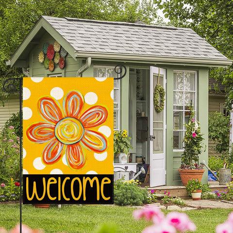 AVOIN colorlife floral pattern on flag offers seasonal charm for decks and gardens