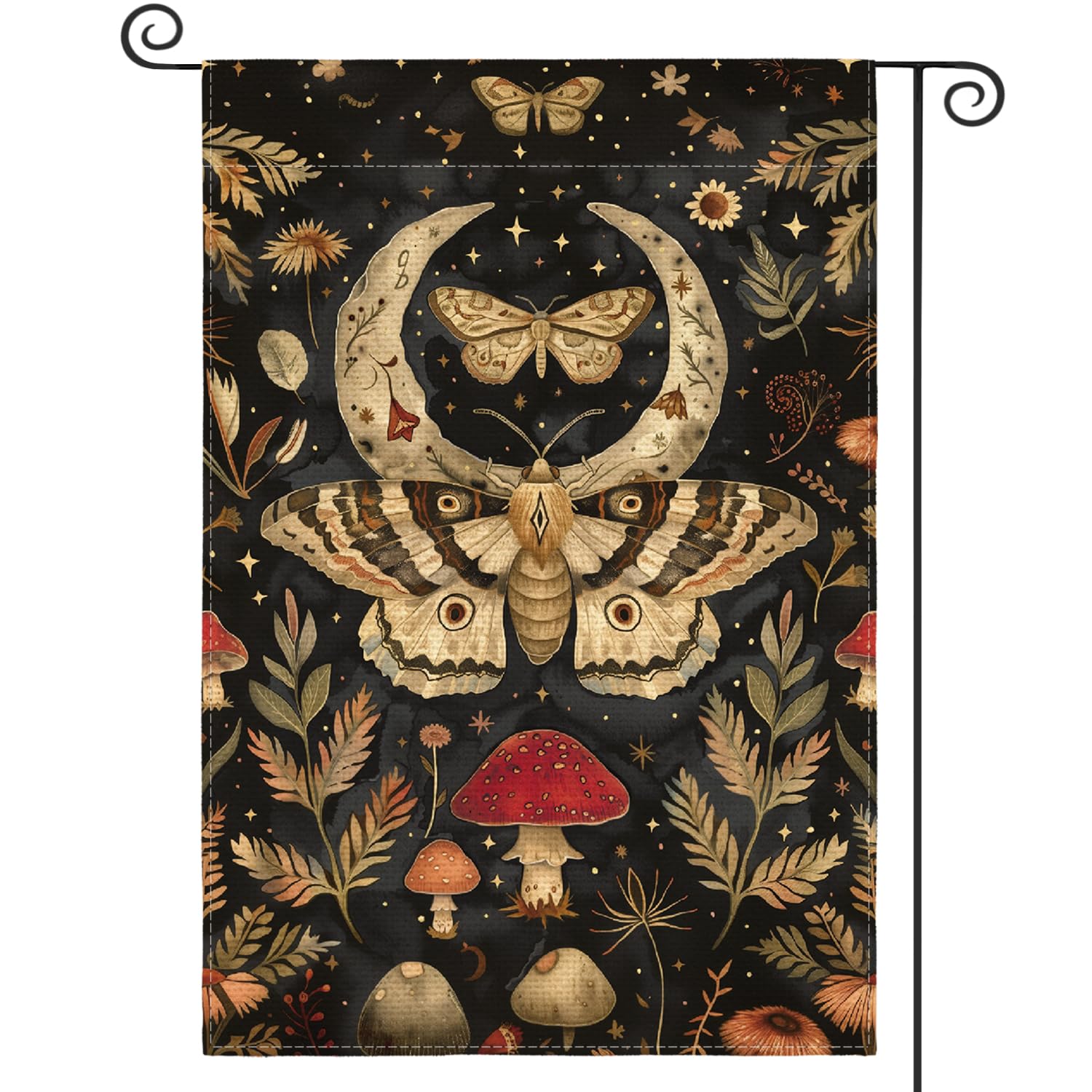 AVOIN colorlife forest garden flag on porch with mushroom moon design for curb appeal.