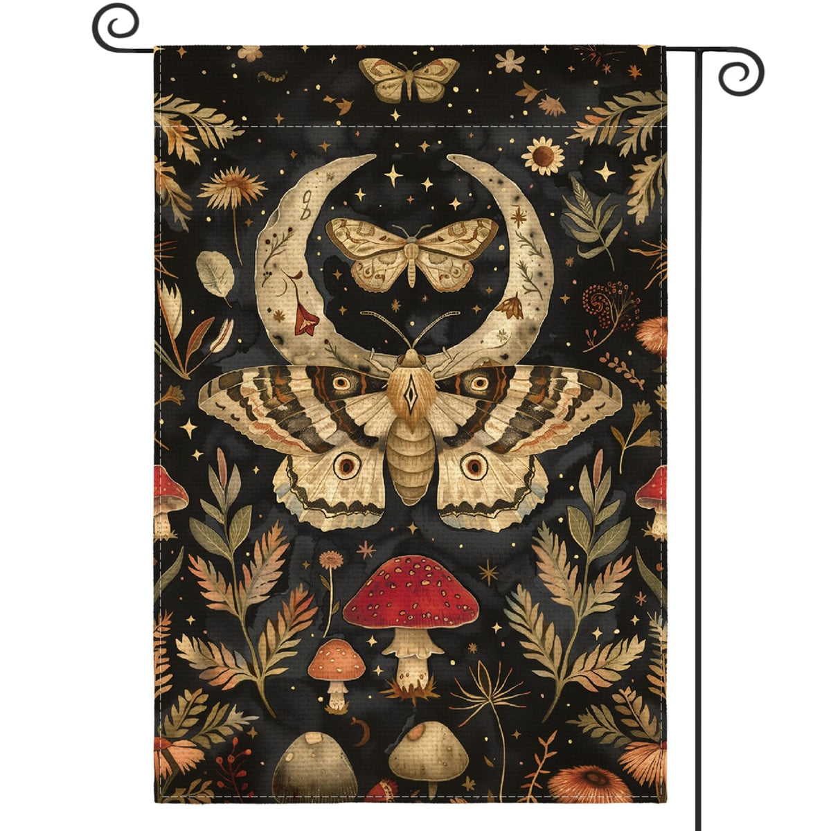 AVOIN colorlife forest garden flag on porch with mushroom moon design for curb appeal.