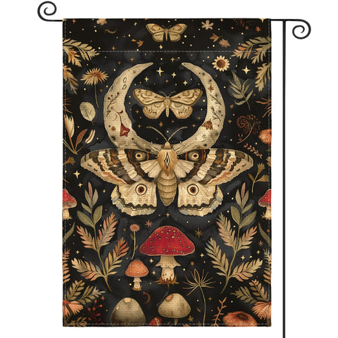 AVOIN colorlife forest garden flag on porch with mushroom moon design for curb appeal.