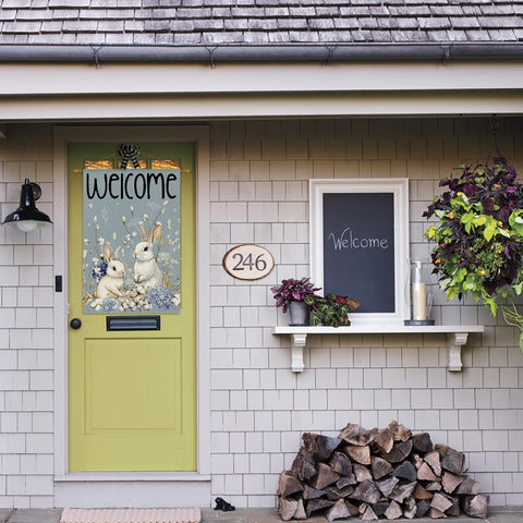 AVOIN colorlife garden flag with sleeve blue, easy hang on standard stands.