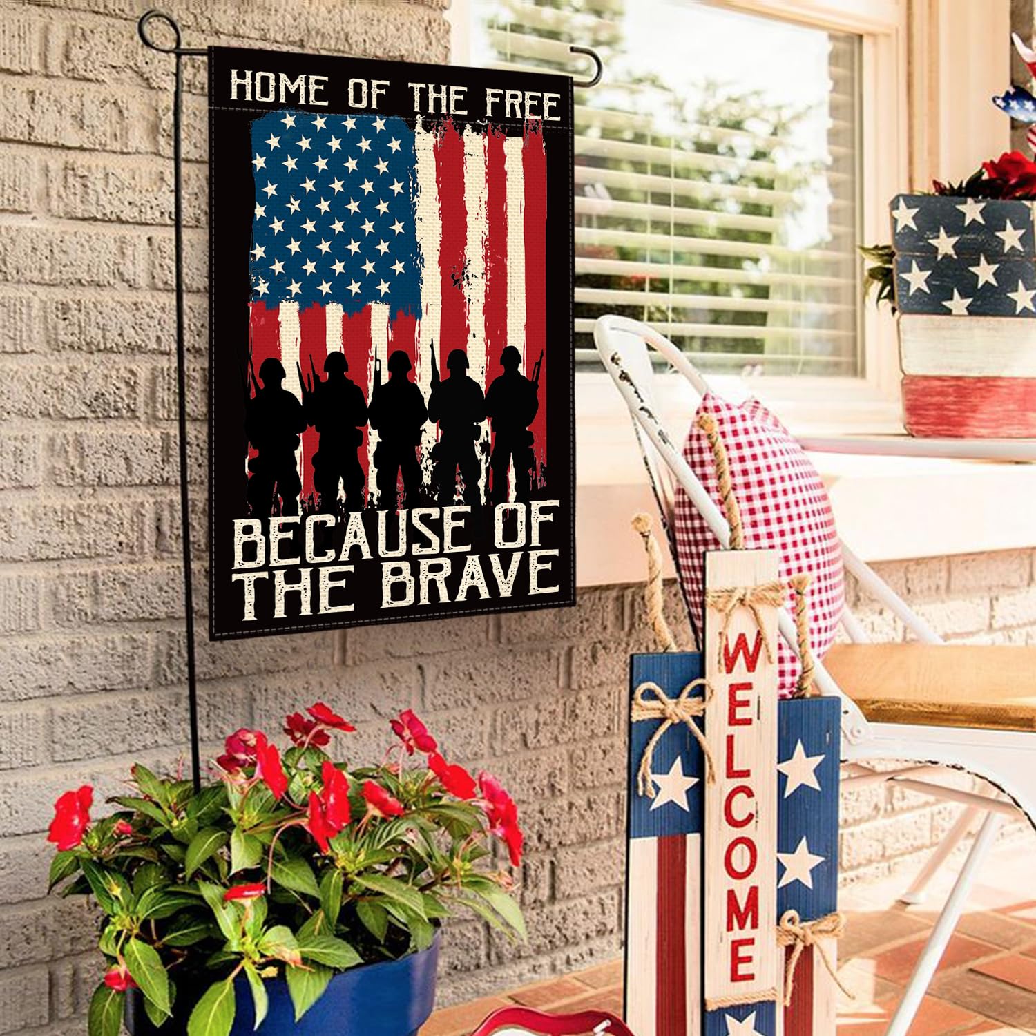AVOIN colorlife garden flag stand sleeve for easy hanging.