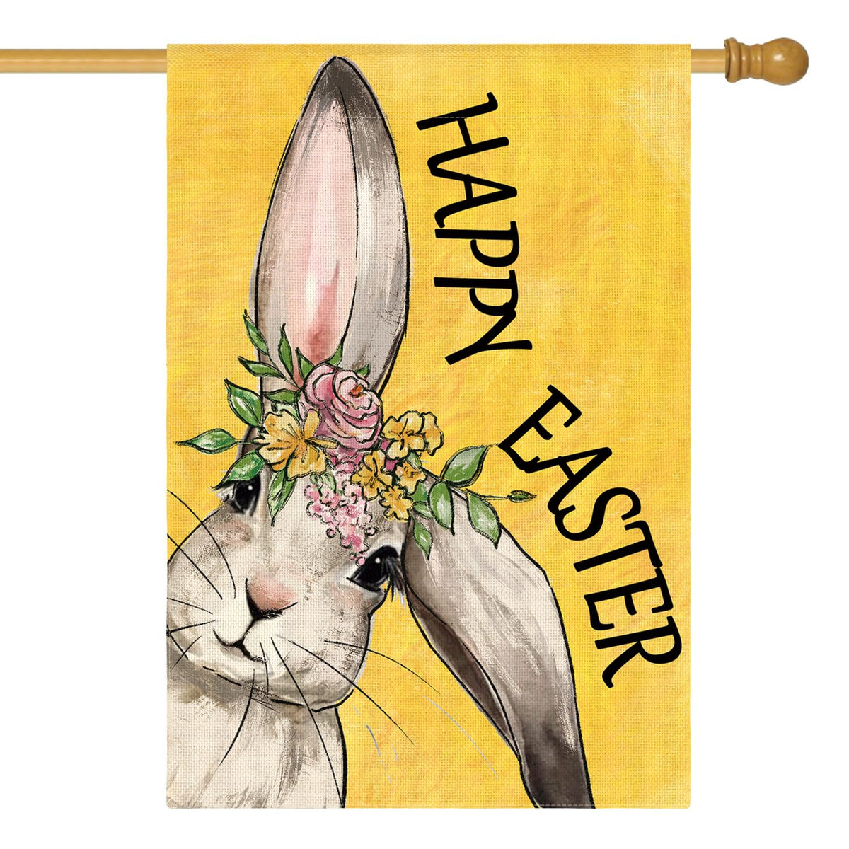 AVOIN colorlife Happy Easter Bunny flag with a cheerful bunny and flowers for spring curb appeal.