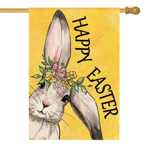 AVOIN colorlife Happy Easter Bunny flag with a cheerful bunny and flowers for spring curb appeal.
