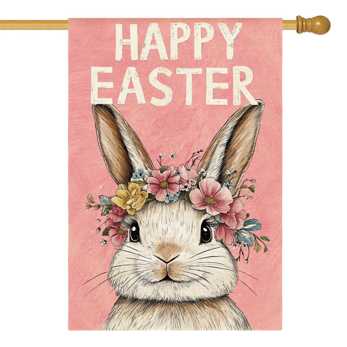 AVOIN colorlife Happy Easter Bunny flag front view enhances yard welcome.