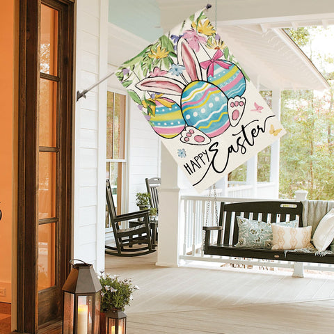 AVOIN colorlife Easter flag made of durable polyester, suitable for outdoor weather.