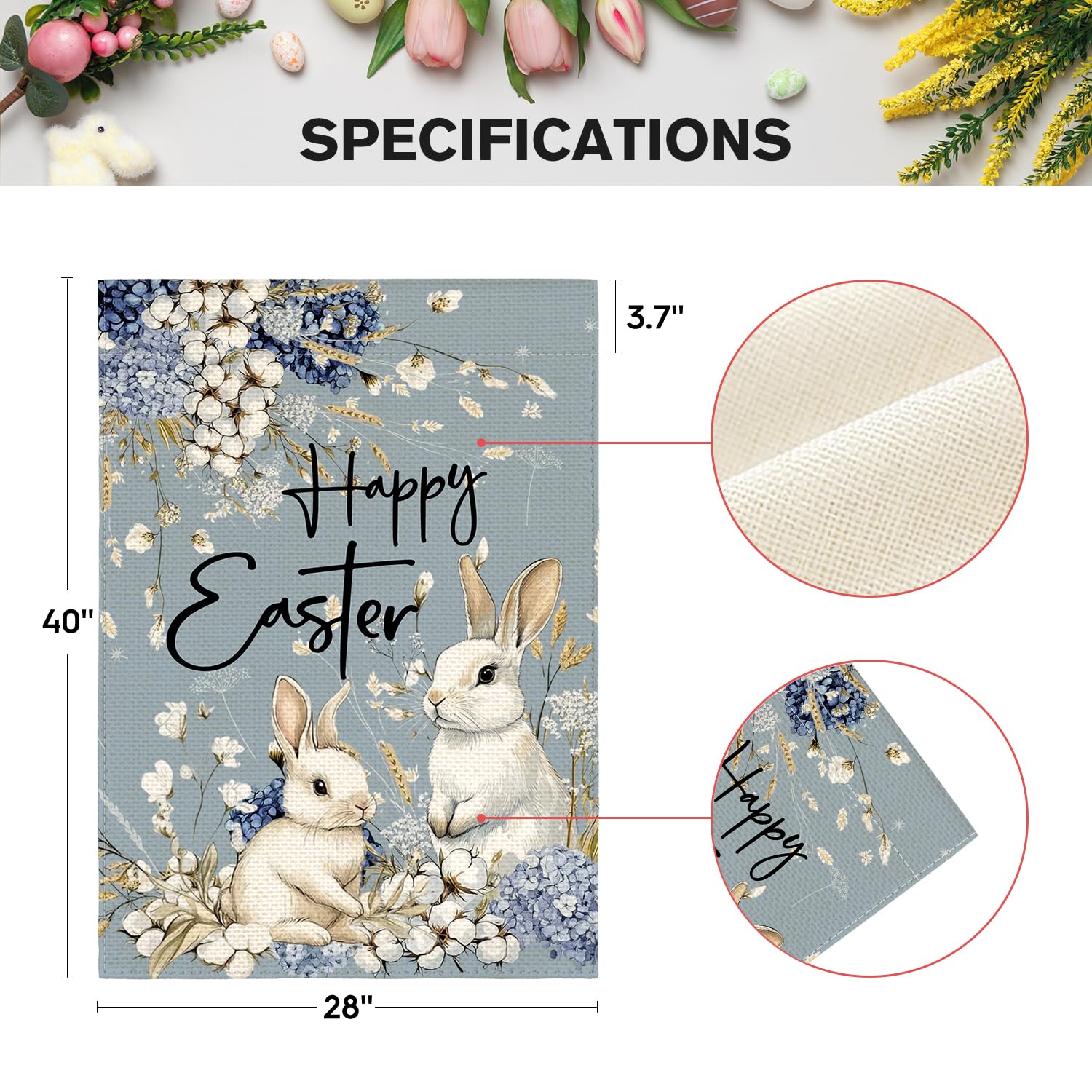 AVOIN colorlife Easter floral flag durable 100% polyester fabric for outdoor weather