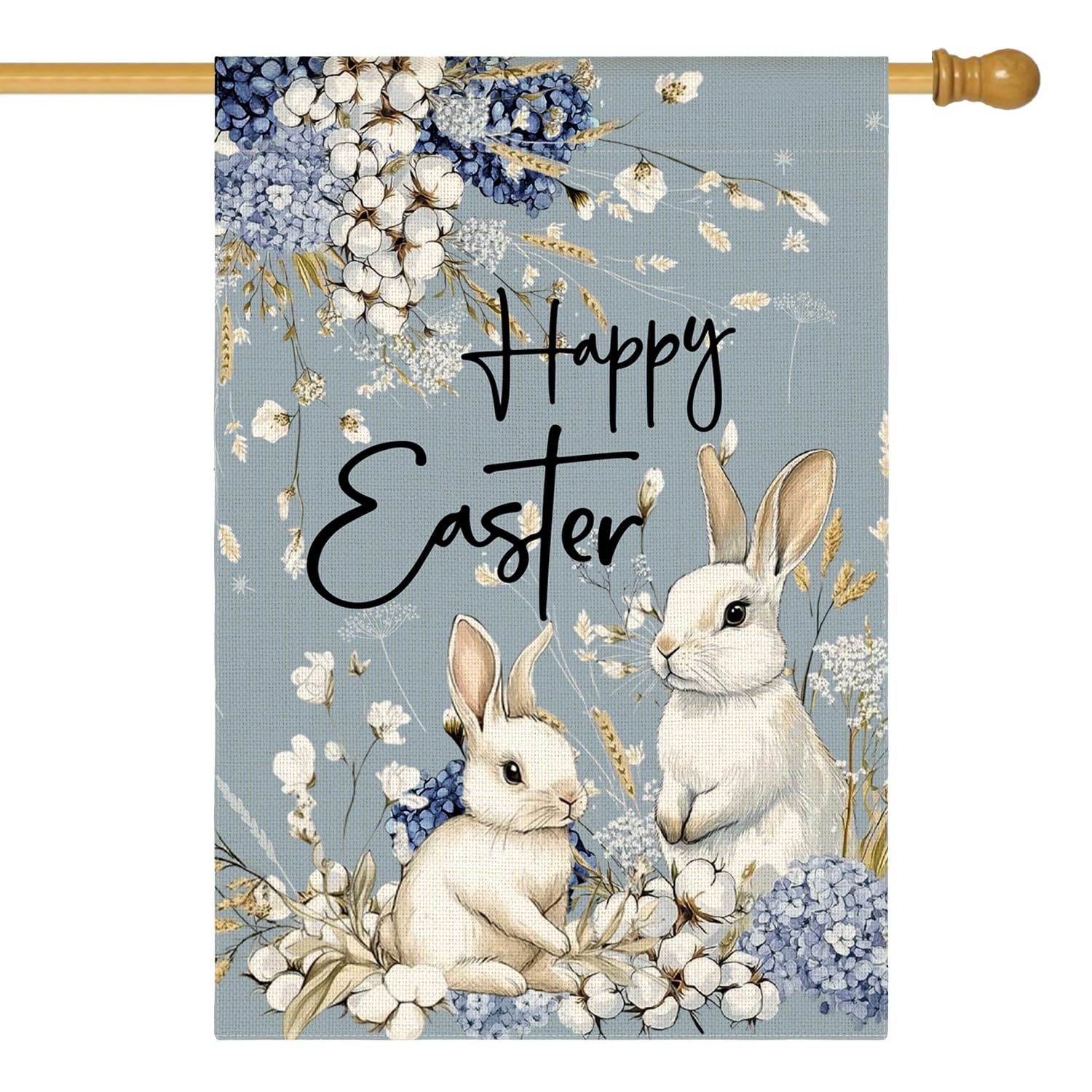 AVOIN colorlife Easter floral flag front view with bunny and flowers for outdoors