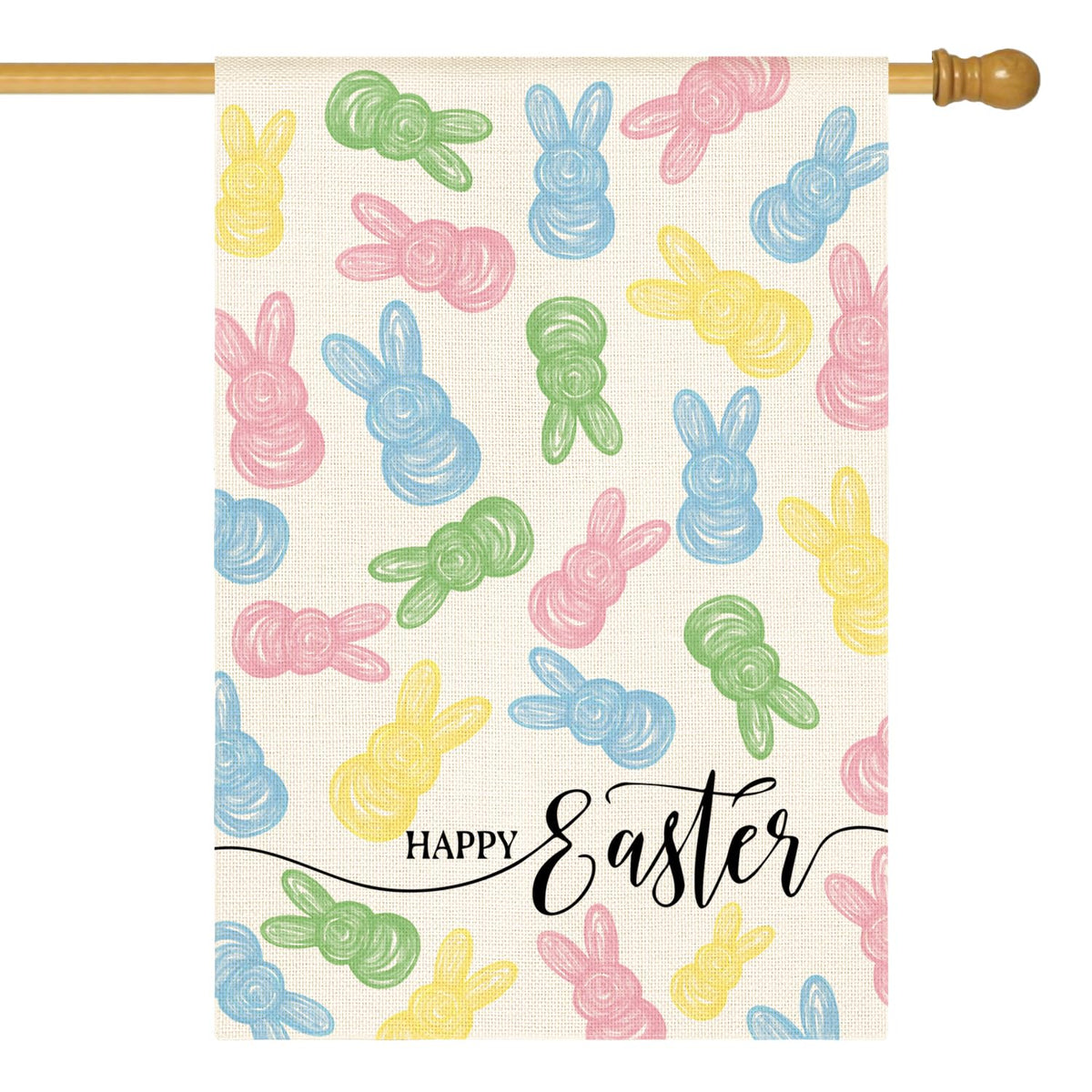 AVOIN colorlife Happy Easter House Flag with double-sided bunny design for outdoor welcome.